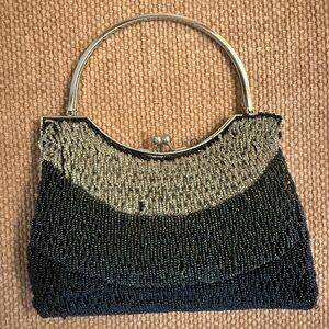 vintage handmade glass beaded evening bag~clutch purse weddings~formal